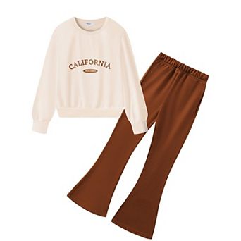 Arshiner Girls Piece Clothes Long Sleeve Sweatshirt Flared Pants Fall Clothing Set