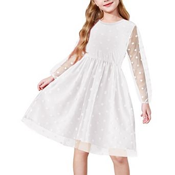 Arshiner Girls Tutu Dress Long Sleeve Tulle Flower Daughter Dance Party Dresses Kids Valentines