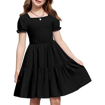 Arshiner Little Girl Summer Dresses Tie Back Beach Easter Casual Girls Midi Twirly Dress