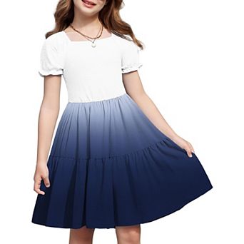 Arshiner Little Girl Summer Dresses Tie Back Beach Easter Casual Girls Midi Twirly Dress
