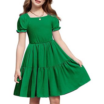Arshiner Little Girl Summer Dresses Tie Back Beach Easter Casual Girls Midi Twirly Dress