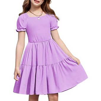 Arshiner Little Girl Summer Dresses Tie Back Beach Easter Casual Girls Midi Twirly Dress