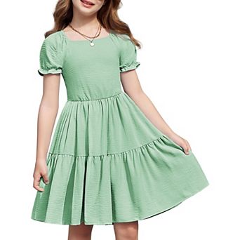 Arshiner Little Girl Summer Dresses Tie Back Beach Easter Casual Girls Midi Twirly Dress