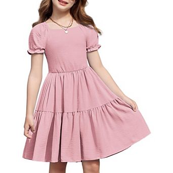 Arshiner Little Girl Summer Dresses Tie Back Beach Easter Casual Girls Midi Twirly Dress