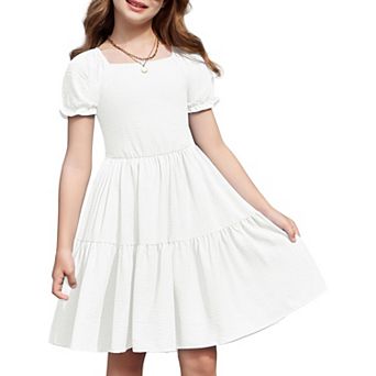 Arshiner Little Girl Summer Dresses Tie Back Beach Easter Casual Girls Midi Twirly Dress
