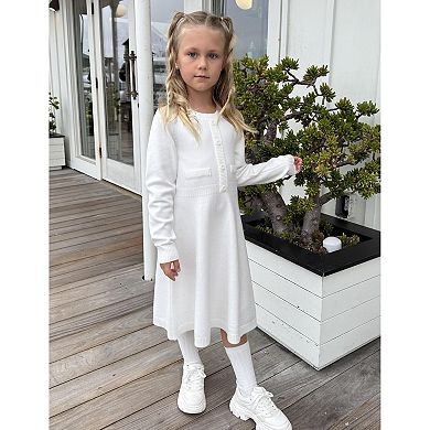 Arshiner Girls Sweater Dress Long Sleeve Button Knit Fall Winter Pullover Dresses For Kids