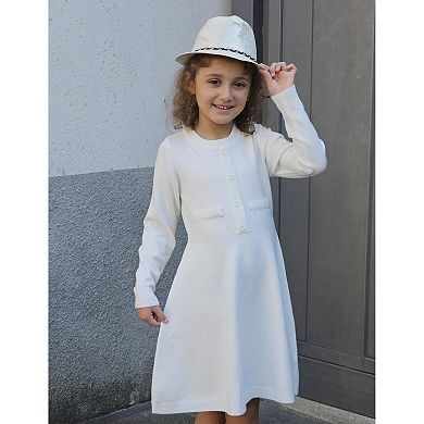 Arshiner Girls Sweater Dress Long Sleeve Button Knit Fall Winter Pullover Dresses For Kids