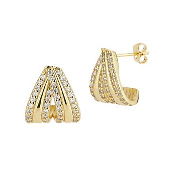 Everyday by Sunkissed Cubic Zirconia Pave J Hoop Earrings