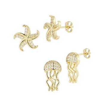 Everyday by Sunkissed Cubic Zirconia Marine Animal Stud Earrings Set