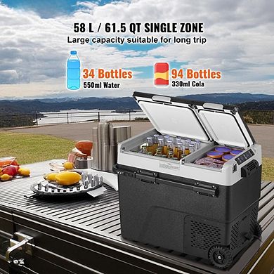 Portable Car Refrigerator 61 QT Dual Zone Compressor Cooler For RV Camping