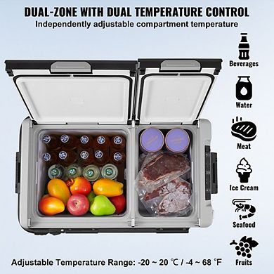 Portable Car Refrigerator 61 QT Dual Zone Compressor Cooler For RV Camping