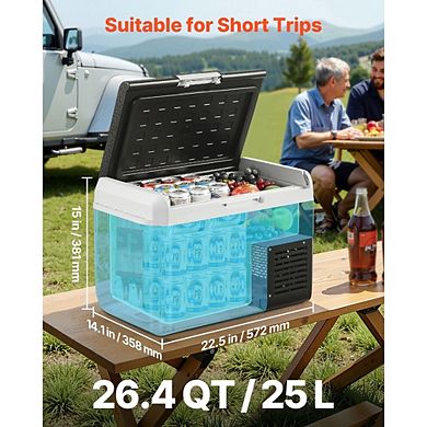 Premium 12V Car Refrigerator 26.4 QT Portable Electric Cooler For RV Camping