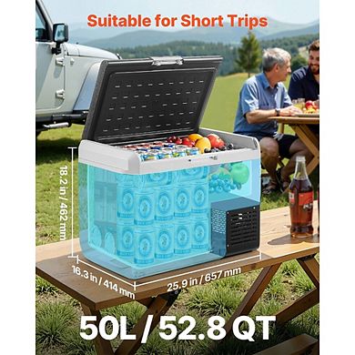 12 Volt Car Refrigerator 52.8 Qt Portable Electric Cooler For Camping