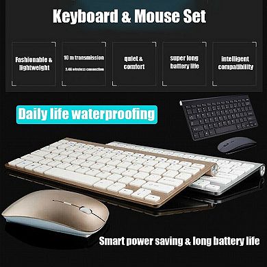 Loheer Mini Wireless Keyboard And Mouse Set 11 Inch Waterproof 2.4G For PC Office