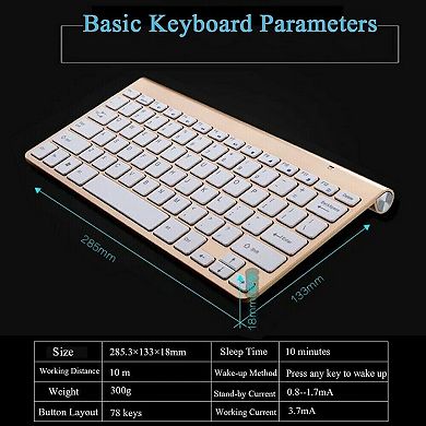 Loheer Mini Wireless Keyboard And Mouse Set 11 Inch Waterproof 2.4G For PC Office