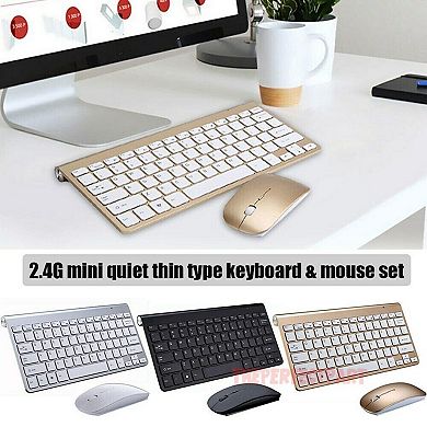 Loheer Mini Wireless Keyboard And Mouse Set 11 Inch Waterproof 2.4G For PC Office