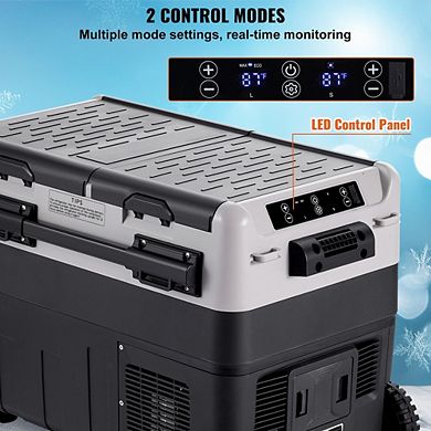 Portable Car Refrigerator 52.8 QT Dual Zone Compressor Cooler for RV Camping