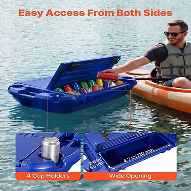 Floating Cooler Forty Quart Towable Ice Chest for Kayak River and Pool