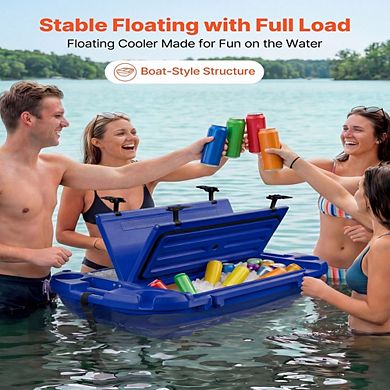 Floating Cooler Forty Quart Towable Ice Chest for Kayak River and Pool