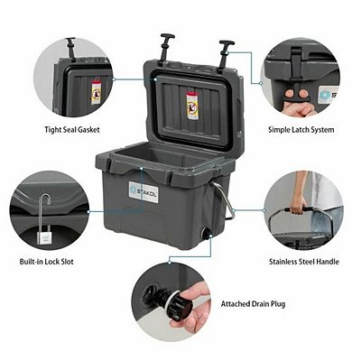 16 Quart Portable Insulated Ice Cooler 24 Can For Camping