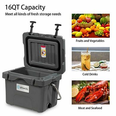 16 Quart Portable Insulated Ice Cooler 24 Can For Camping