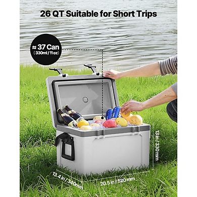 Premium 26 QT Hard Sided Portable Cooler with Shoulder Strap for Camping and Travel