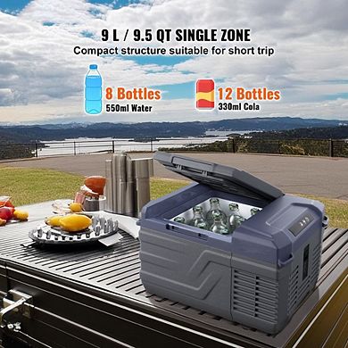 Car Refrigerator 9L Single Zone Portable Freezer 12 Volt Compressor Cooler For Camping RV
