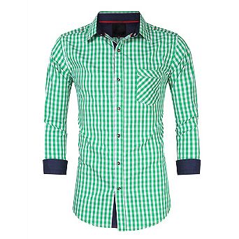 Men's Long Sleeve Plaid Button Down Shirt with Pocket