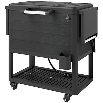 Patio Cooler Cart 37 Inch Rolling Ice Chest Outdoor Beverage Station