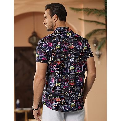 Men's Short Sleeve Button Down Vacation T-Shirt