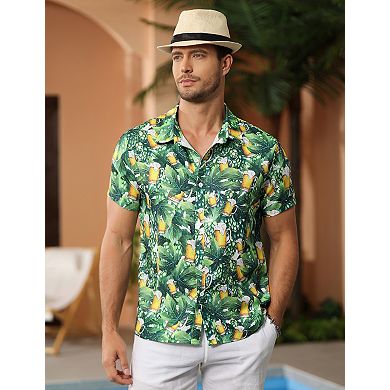 Men's Short Sleeve Button Down Vacation T-Shirt