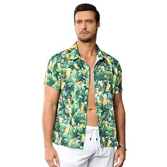 Men's Short Sleeve Button Down Vacation T-Shirt