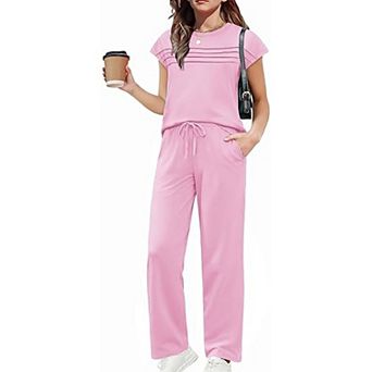 Arshiner Girls Outfit Teen Clothes Piece Set Crewneck Short Sleeve T-Shirt Shirts Loose Sweatpants