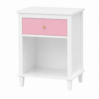 BAOURE MDF Nightstand With One Drawer And Shelf For Bedroom Bedside Storage Use