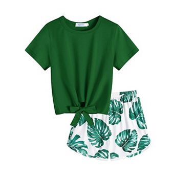 Arshiner Girls Piece Outfits Summer Clothes Short Sleeve Tops And Paperbag Waist Shorts Set Cut