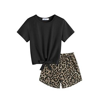 Arshiner Girls Piece Outfits Summer Clothes Short Sleeve Tops And Paperbag Waist Shorts Set Cut