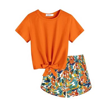 Arshiner Girls Piece Outfits Summer Clothes Short Sleeve Tops And Paperbag Waist Shorts Set Cut