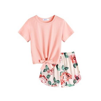 Arshiner Girls Piece Outfits Summer Clothes Short Sleeve Tops And Paperbag Waist Shorts Set Cut