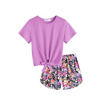 Arshiner Girls Piece Outfits Summer Clothes Short Sleeve Tops And Paperbag Waist Shorts Set Cut