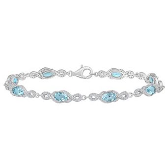 Celebration Gems Rhodium-Plated Sterling Silver Gemstone Infinity Bracelet