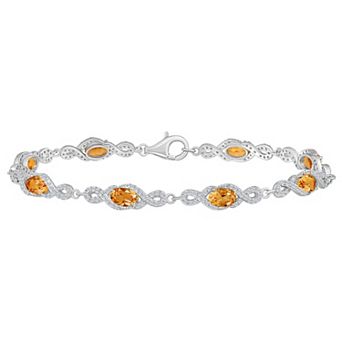 Celebration Gems Rhodium-Plated Sterling Silver Gemstone Infinity Bracelet
