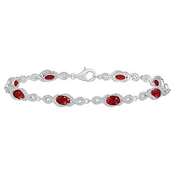 Celebration Gems Rhodium-Plated Sterling Silver Gemstone Infinity Bracelet