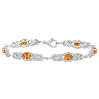 Celebration Gems Sterling Silver Oval Gemstone Halo Bracelet