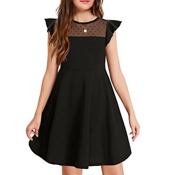 Arshiner Girls Summer Dress Ruffle Sleeve Mesh Formal Wedding Fancy Beach Midi Dresses