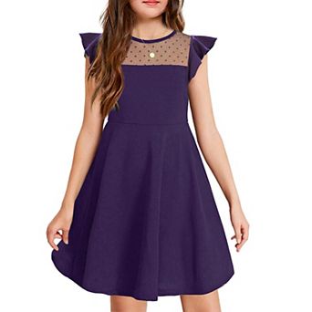 Arshiner Girls Summer Dress Ruffle Sleeve Mesh Formal Wedding Fancy Beach Midi Dresses
