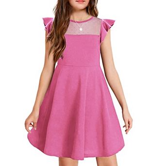 Arshiner Girls Summer Dress Ruffle Sleeve Mesh Formal Wedding Fancy Beach Midi Dresses