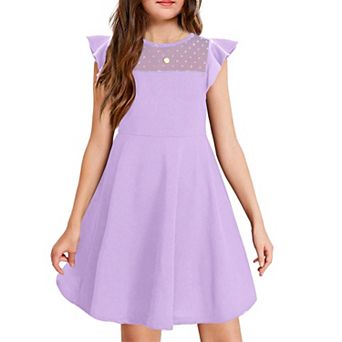 Arshiner Girls Summer Dress Ruffle Sleeve Mesh Formal Wedding Fancy Beach Midi Dresses