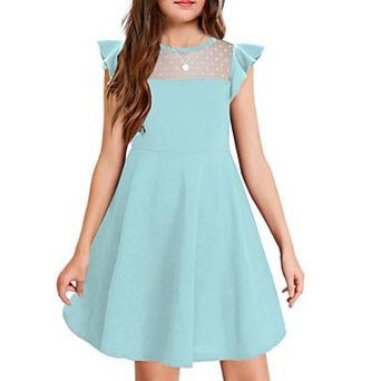 Arshiner Girls Summer Dress Ruffle Sleeve Mesh Formal Wedding Fancy Beach Midi Dresses