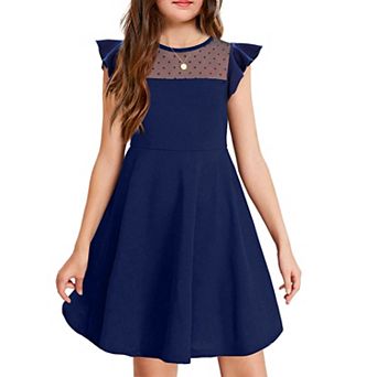 Arshiner Girls Summer Dress Ruffle Sleeve Mesh Formal Wedding Fancy Beach Midi Dresses