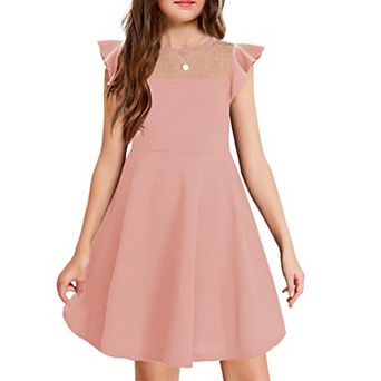 Arshiner Girls Summer Dress Ruffle Sleeve Mesh Formal Wedding Fancy Beach Midi Dresses